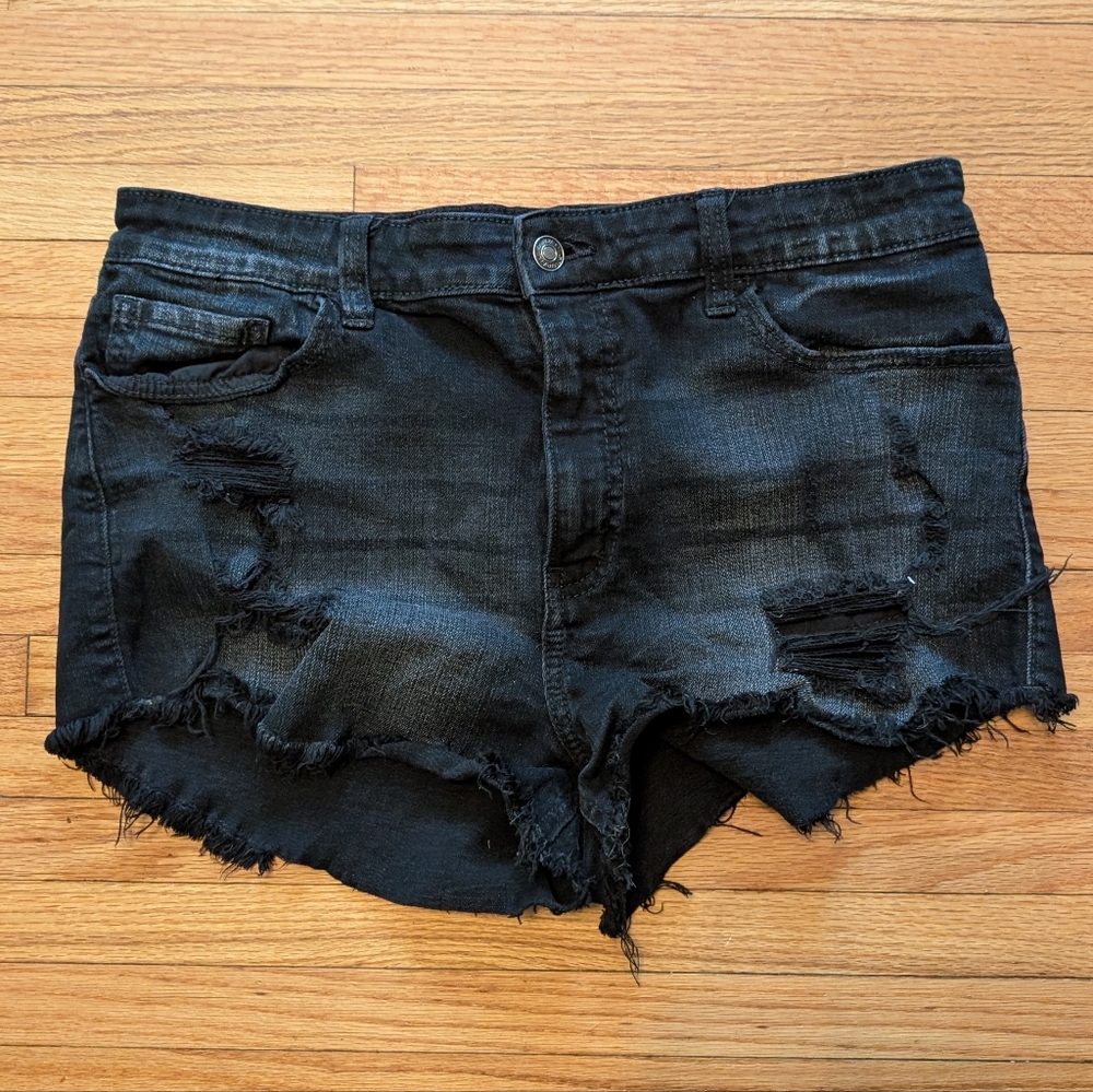 Studio Black Jean Shorts Distressed Cut-Off Style